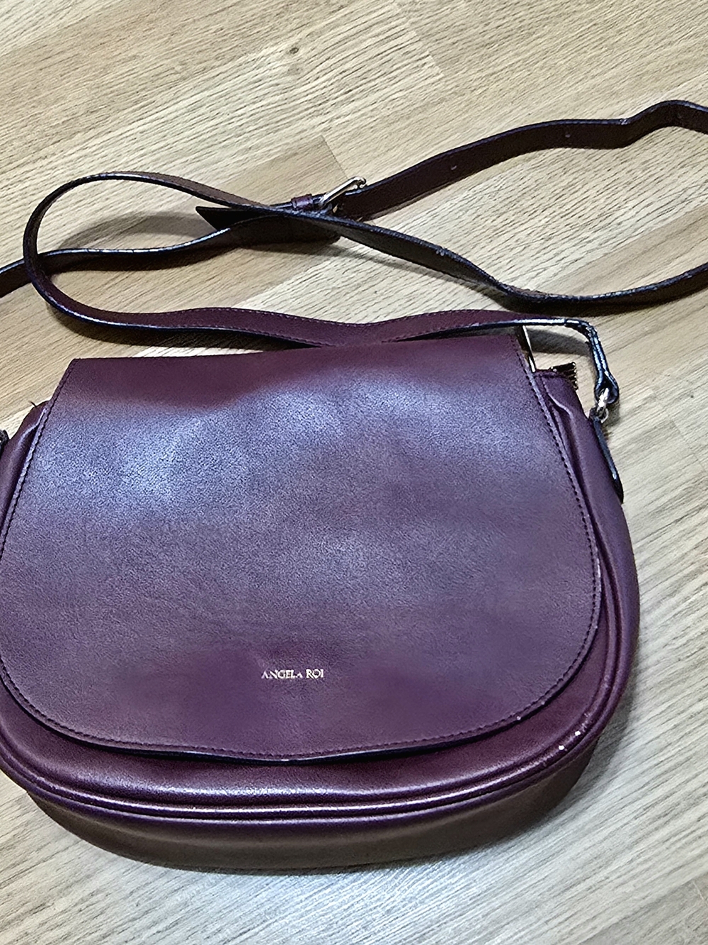 Angela Roi Burgundy Crossbody Saddle Bag